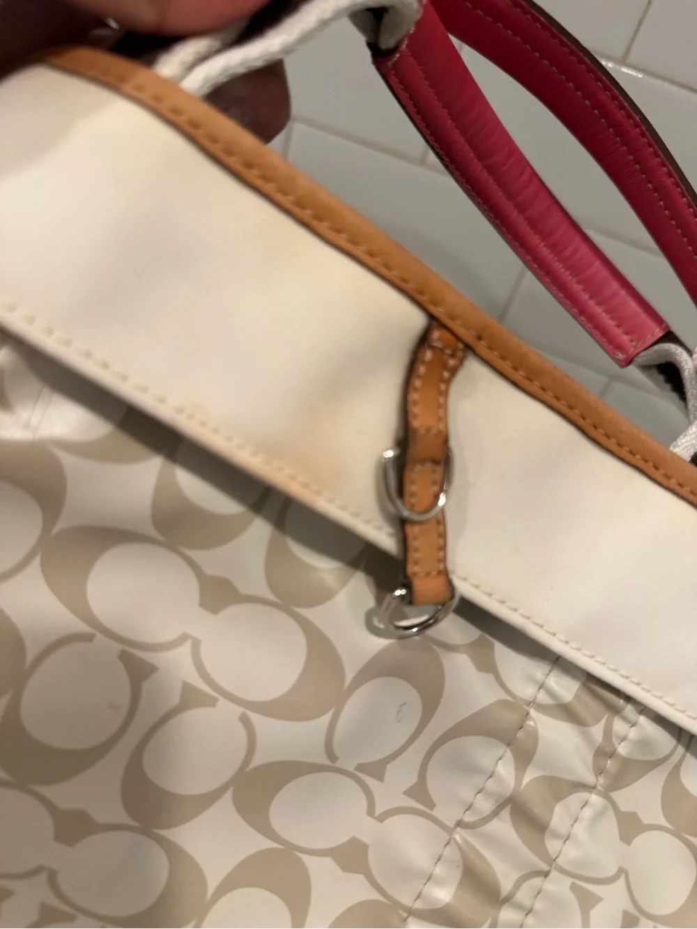 Coach y2k Canvas Backpack in Beige with Tan Trim